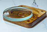 Spinning Base - Teak Wood with Glass Concave Lens - Bruce Charles Designs